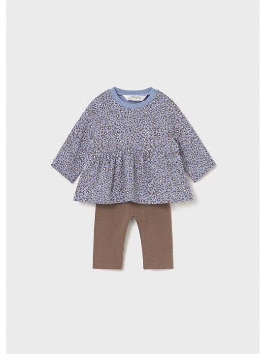 MAYORAL NEWBORN KOMPLET BLUZA PANTERKA LEGINSY BRĄZOWE 2726/2