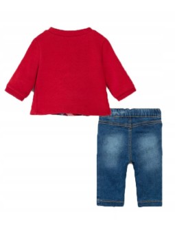 MAYORAL NEWBORN KOMPLET BLUZA CZERWONA SPODNIE JEANS 2507/80