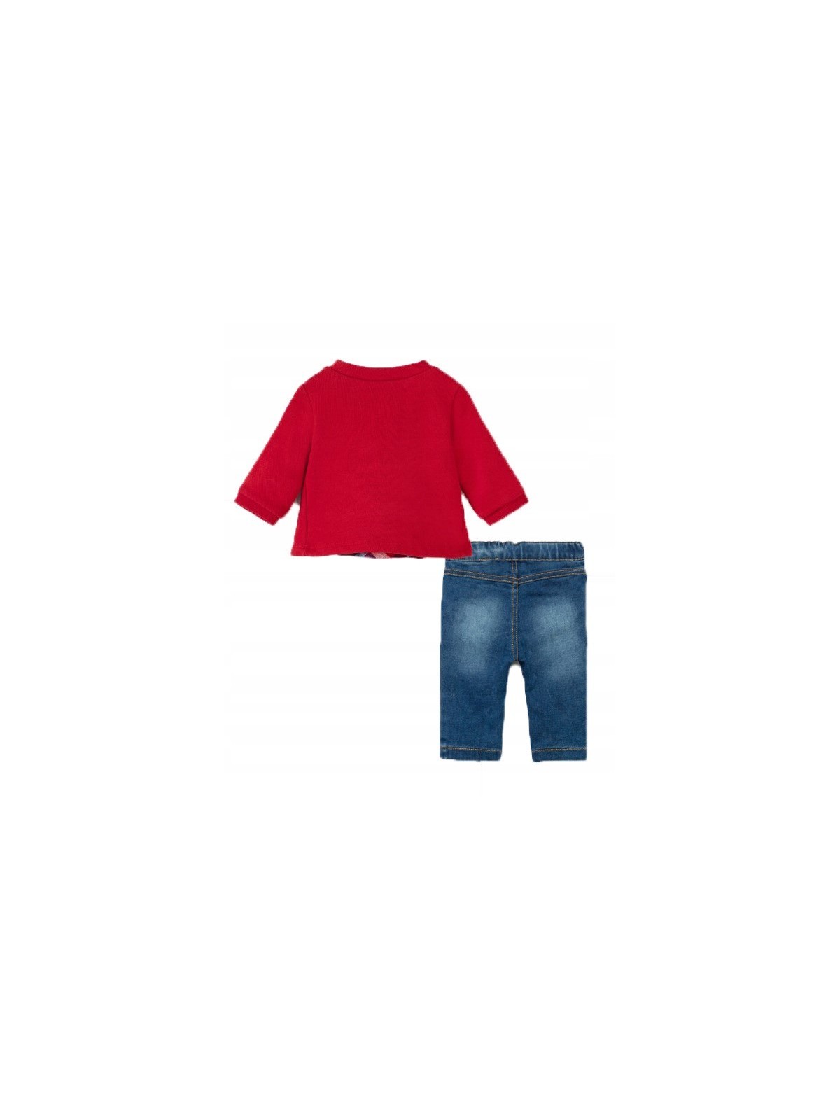 MAYORAL NEWBORN KOMPLET BLUZA CZERWONA SPODNIE JEANS 2507/80