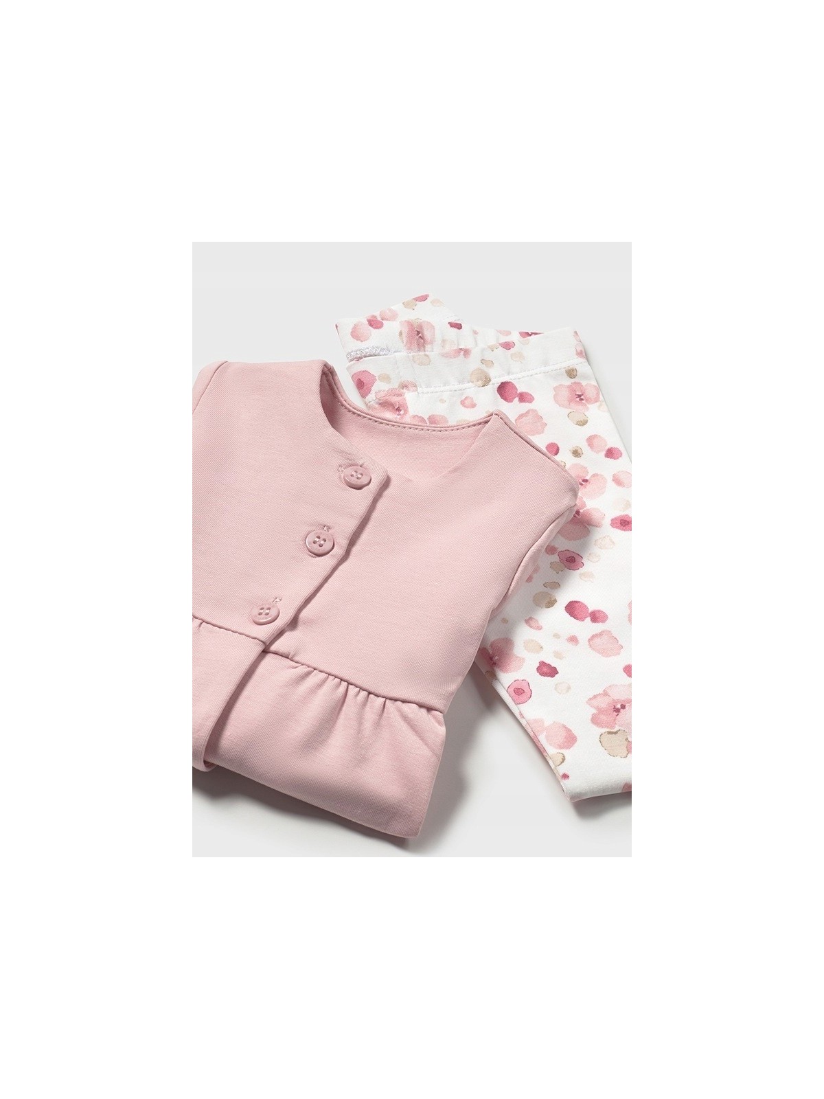 MAYORAL NEWBORN KOMPLET DRES BOLERKO ROZPINANE KOSZULKA NA KRÓTKI RĘKAW LEGINSY W KWIATKI 1761/82