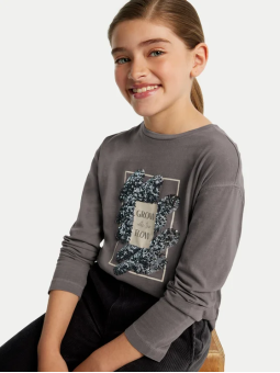 MAYORAL KOSZULKA BLUZKA NA DŁUGI RĘKAW SZARA CEKINY 7010/94