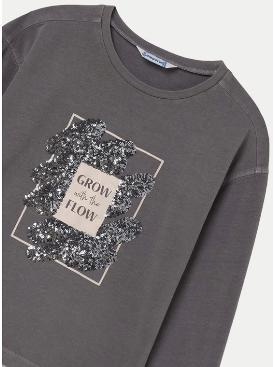 MAYORAL KOSZULKA BLUZKA NA DŁUGI RĘKAW SZARA CEKINY 7010/94