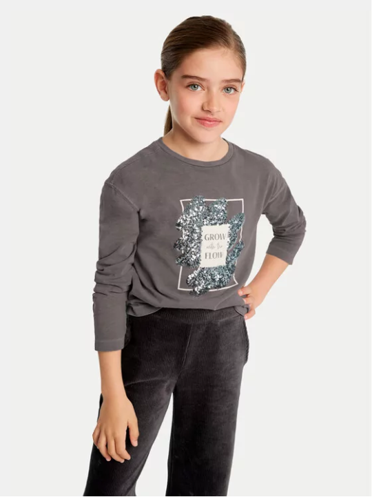 MAYORAL KOSZULKA BLUZKA NA DŁUGI RĘKAW SZARA CEKINY 7010/94