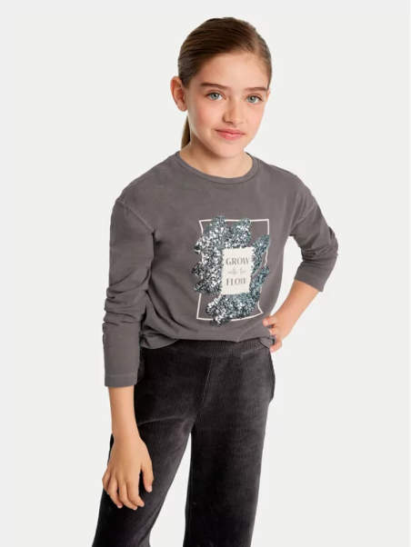 MAYORAL KOSZULKA BLUZKA NA DŁUGI RĘKAW SZARA CEKINY 7010/94