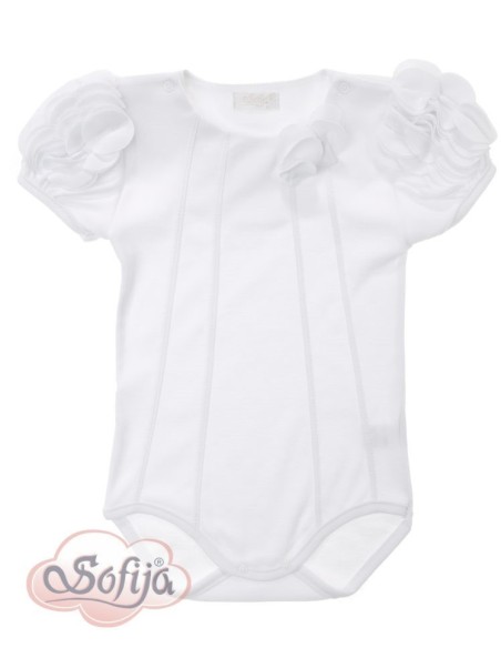 SOFIJA BODY DLA DZIEWCZYNKI NA KRÓTKI RĘKAW BIAŁE PRINCESSA