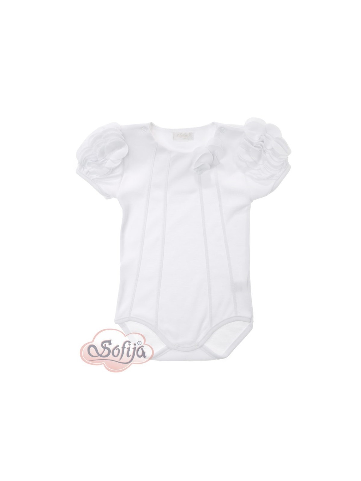 SOFIJA BODY DLA DZIEWCZYNKI NA KRÓTKI RĘKAW BIAŁE PRINCESSA