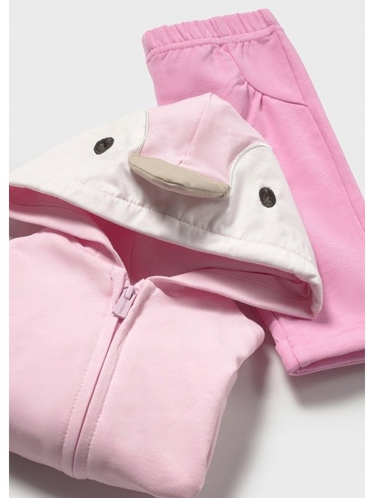 MAYORAL NEWBORN KOMPLET BLUZA Z KAPTUREM ROZPINANA BLUZKA NA KRÓTKI RĘKAW LEGINSY RÓŻOWE 1878/56