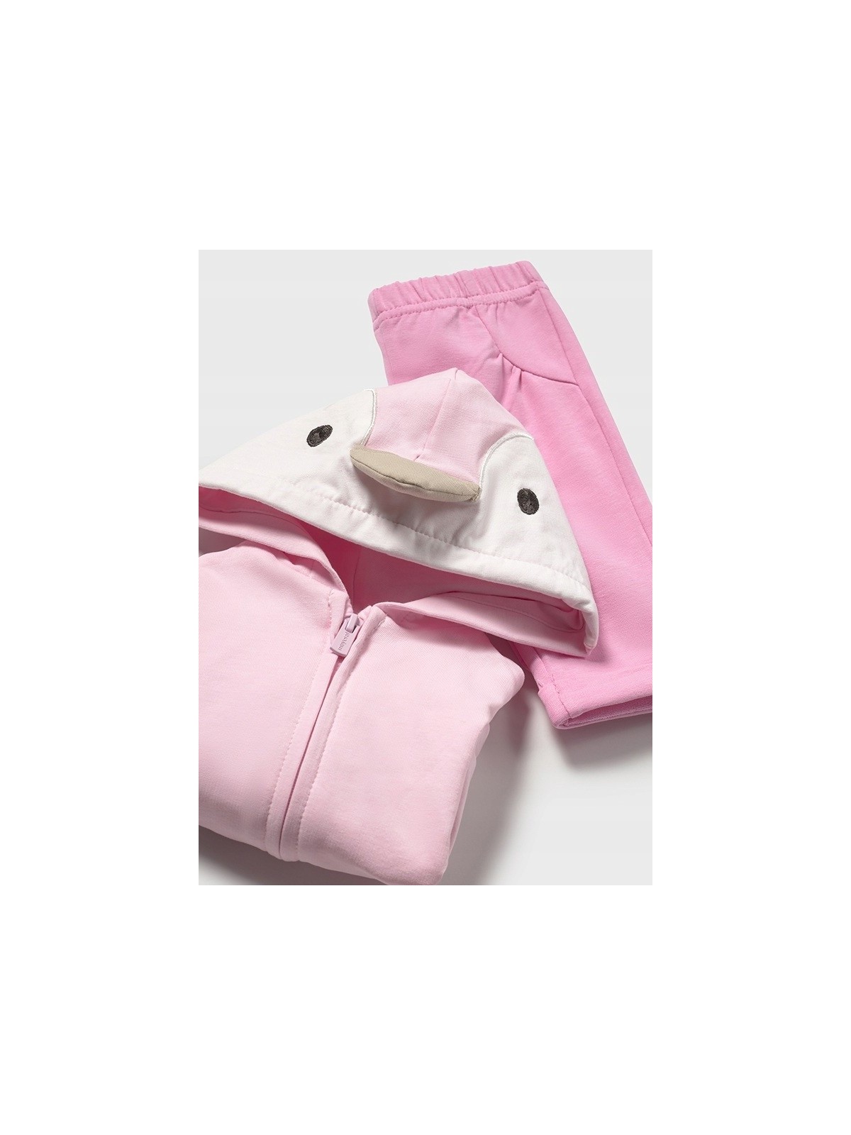 MAYORAL NEWBORN KOMPLET BLUZA Z KAPTUREM ROZPINANA BLUZKA NA KRÓTKI RĘKAW LEGINSY RÓŻOWE 1878/56