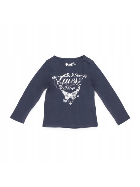 GUESS BLUZKA KOSZULKA DLA DZEWCZYNKI GRANAT SREBRNY NAPIS A73I05K5M20-C709