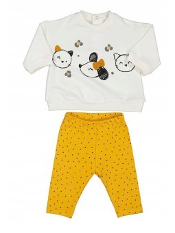 MAYORAL NEWBORN KOMPLET BLUZA KREM LEGINSY ŻÓŁTE W CZARNE KROPKI KOMPLET006