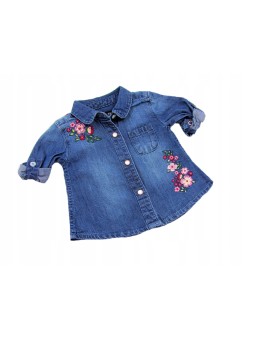 KOSZULA JEANS DLA DZIEWCZYNKI HAFTY KWIATY  BABYGIRL