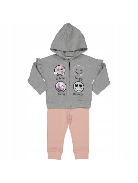 BIRBA  DRES KOMPLET DLA DZIEWCZYNKI BLUZA Z ROZPINANA Z KAPTUREM SPODNIE RÓŻOWE 999490300040