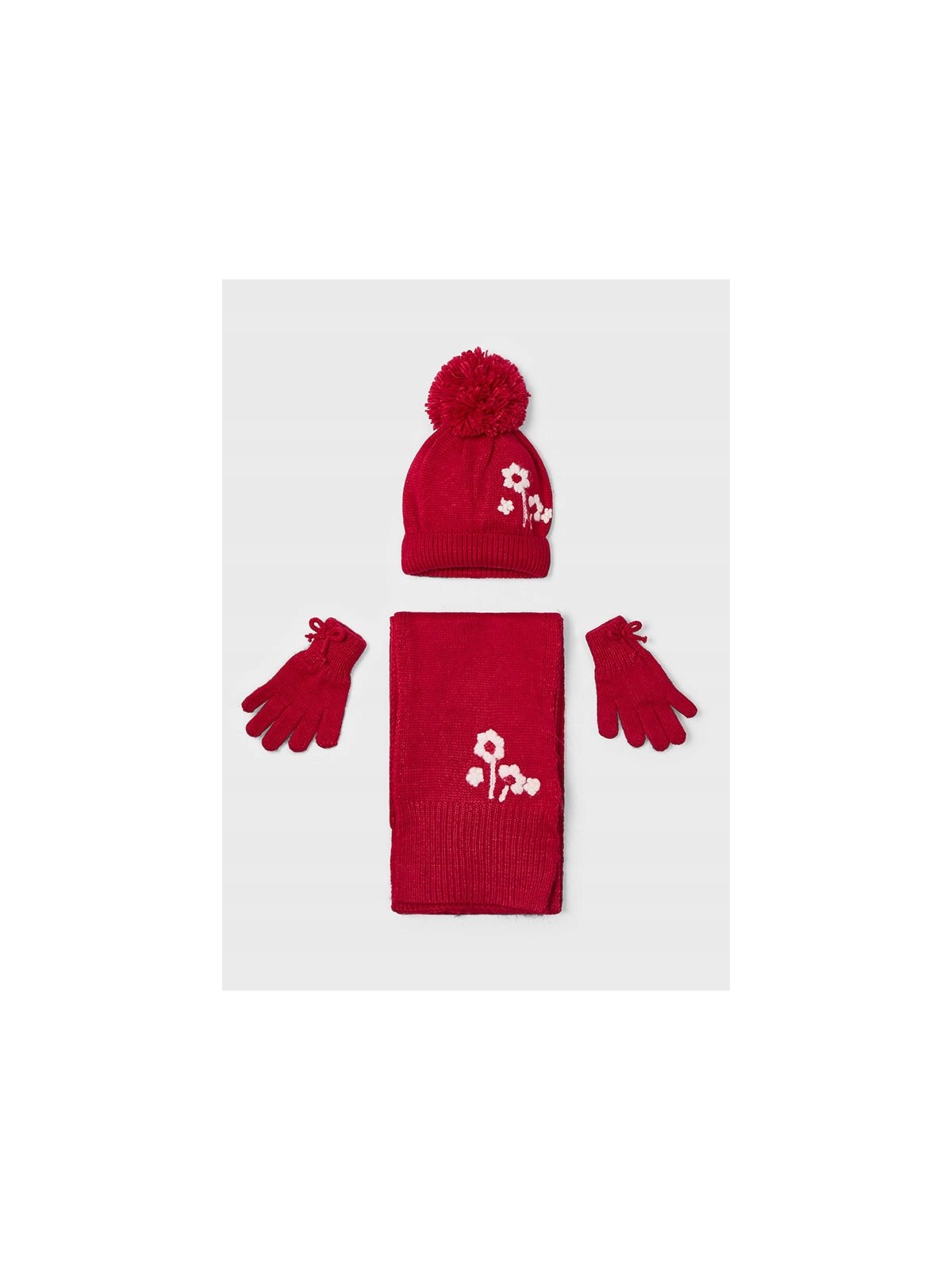 MAYORAL KOMPLET CZAPKA SZAL RĘKAWICZKI CZERWONY  10110/72