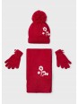 MAYORAL KOMPLET CZAPKA SZAL RĘKAWICZKI CZERWONY  10110/72