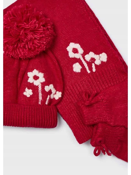 MAYORAL KOMPLET CZAPKA SZAL RĘKAWICZKI CZERWONY  10110/72