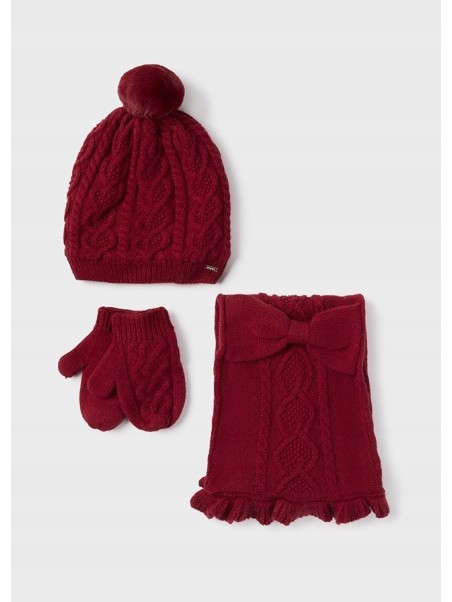 MAYORAL KOMPLET CZAPKA SZAL RĘKAWICZKI CZERWONY  10016/43