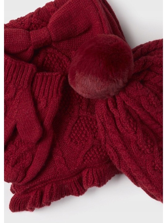 MAYORAL KOMPLET CZAPKA SZAL RĘKAWICZKI CZERWONY  10016/43