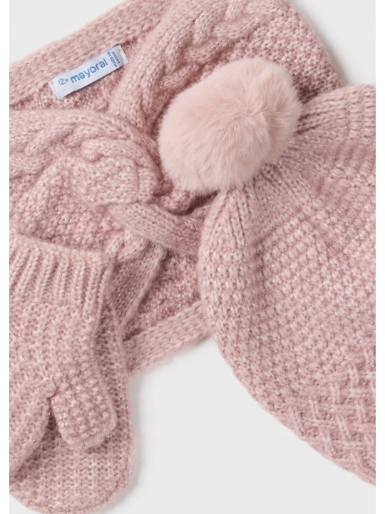 MAYORAL KOMPLET CZAPKA KOMIN RĘKAWICZKI RÓŻ  10014/38