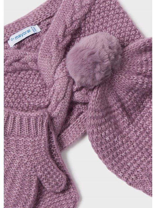 MAYORAL KOMPLET CZAPKA KOMIN RĘKAWICZKI WRZOS FIOLET 10014/40
