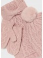 MAYORAL KOMPLET CZAPKA SZAL RĘKAWICZKI PUDROWY RÓŻOWY 10016/45